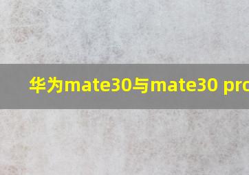 华为mate30与mate30 pro对比